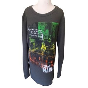 Vintage 2000s Zion Rootswear Bob Marley Gray Waffle Henley Redemption Song Sz 2X